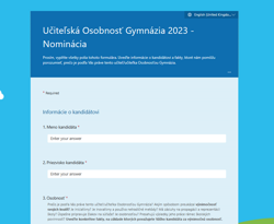 Nominácia Učiteľská osobnosť Gymnázia